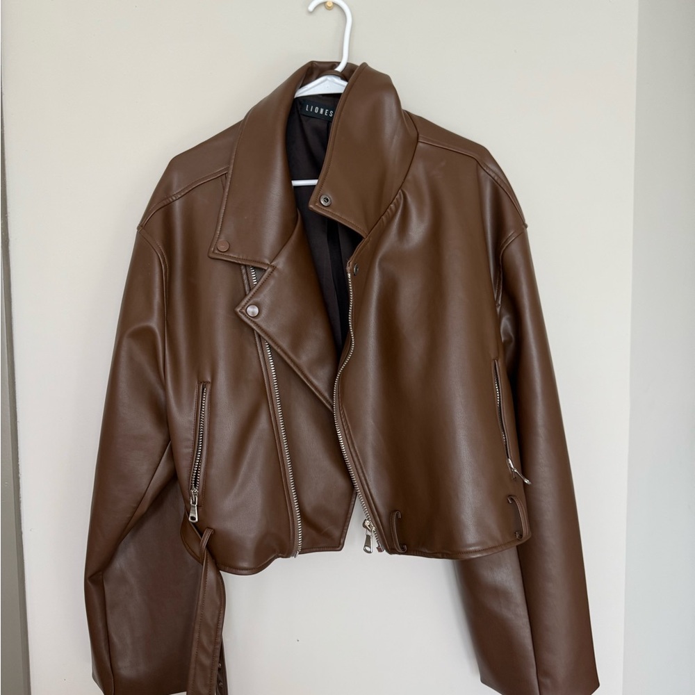 Lioness Chocolate Brown Leather Jacket